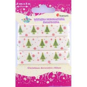 Wstążka dekoracyjna Titanum Xmas Kremowa, 15mm x 3m